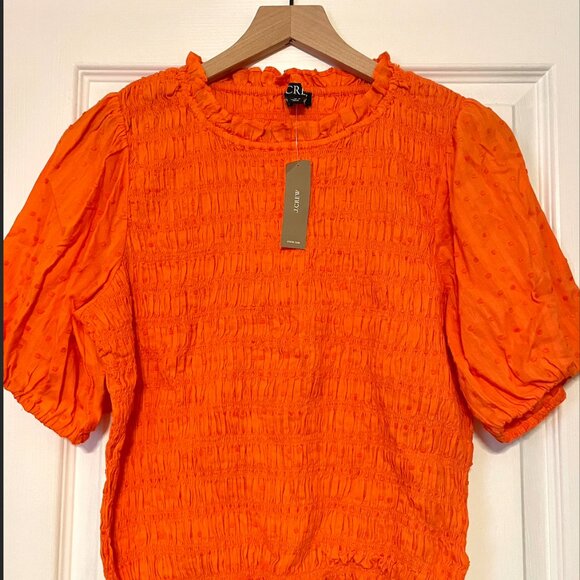 J. Crew Puff-Sleeve Textured Voile Smocked Top NWT – Size M - Picture 2 of 6